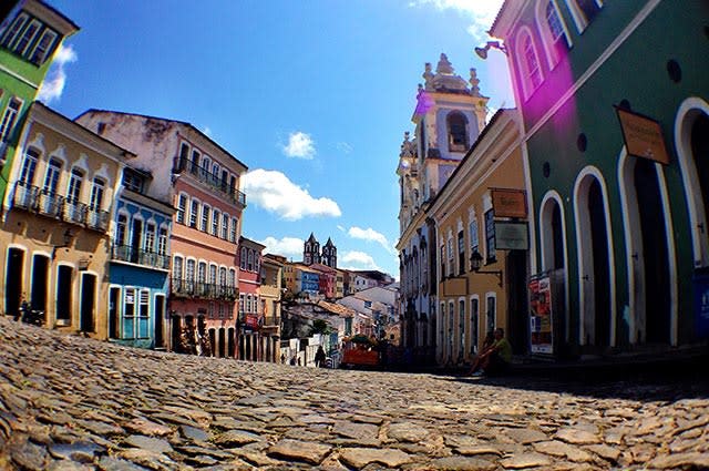 Cobbled streets in the Pelourinho in Salvador da Bahia